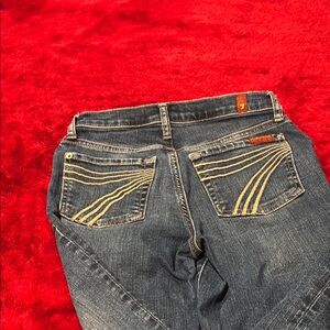 7 For All Mankind Blue Jeans with Yellow Stitching